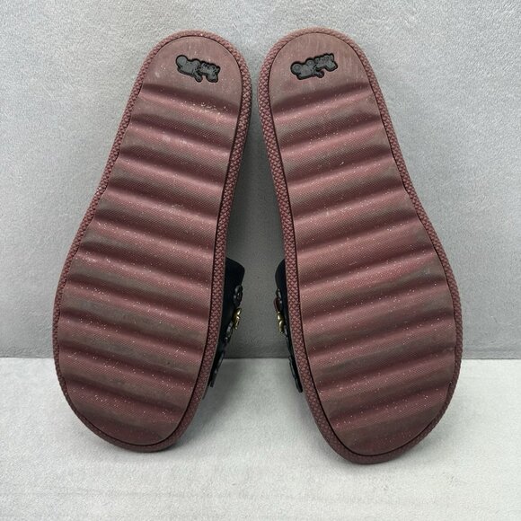 Coach Sport Slide With Tea Rose Womens Size 9 (B) Sandals Flower Rivet Leather - Picture 8 of 9